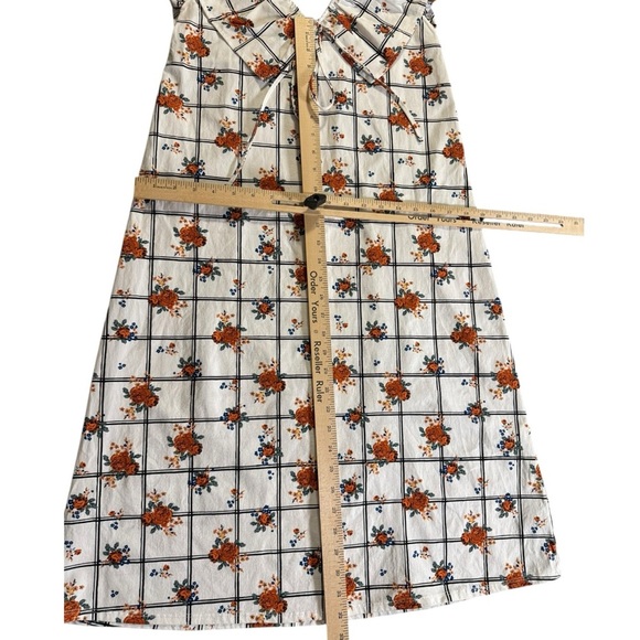 Zara Womens Floral Midi Dress M White Ruffle Collar Cottagecore Boho Peasant - Picture 6 of 10